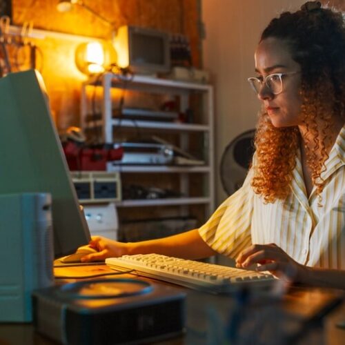 Engineer Using Old Desktop Computer - Vern Fonk, affordable car insurance in Washington